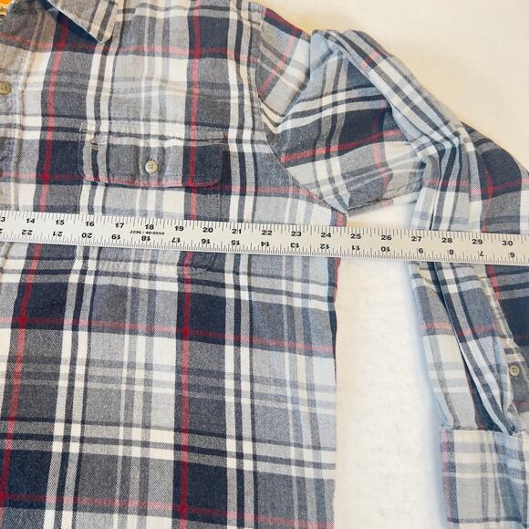 Timberland Flannel Button Up Shirt Men's Large Black Grey Plaid Quality Heavy - Picture 6 of 10